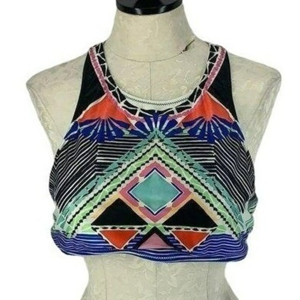 Aeropostale Geometric Tribal Racerback High Neck Bikini Top XL Multicolor